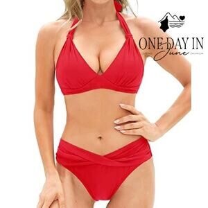 Yonique Halter Bikini Swimsuit Size M